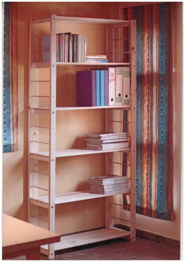 1 Bay 6 Level Pine Wooden Modular DIY Book Filing Shelf - Shelf Space Mauritius