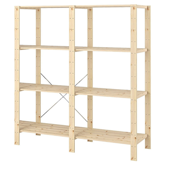 2 Bay DIY Wooden Shelving with 4 levels of Shelves (2.1m High) - Shelf Space Mauritius