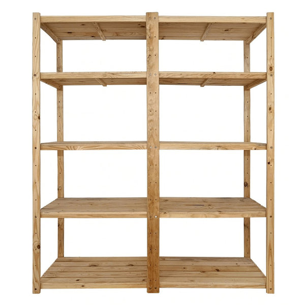 2 Bay DIY Wooden Shelving with 5 levels of Shelves (2.1m High) - Shelf Space Mauritius