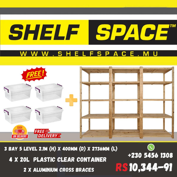 3 Bay 5 Level with Container Promo - Shelf Space Mauritius