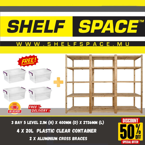 3 Bay 5 Level with Container Promo - Shelf Space Mauritius