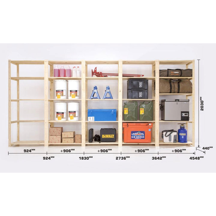 Garage Bundle 5 Bay 5 Level with Plastic Storage Containers - Shelf Space Mauritius